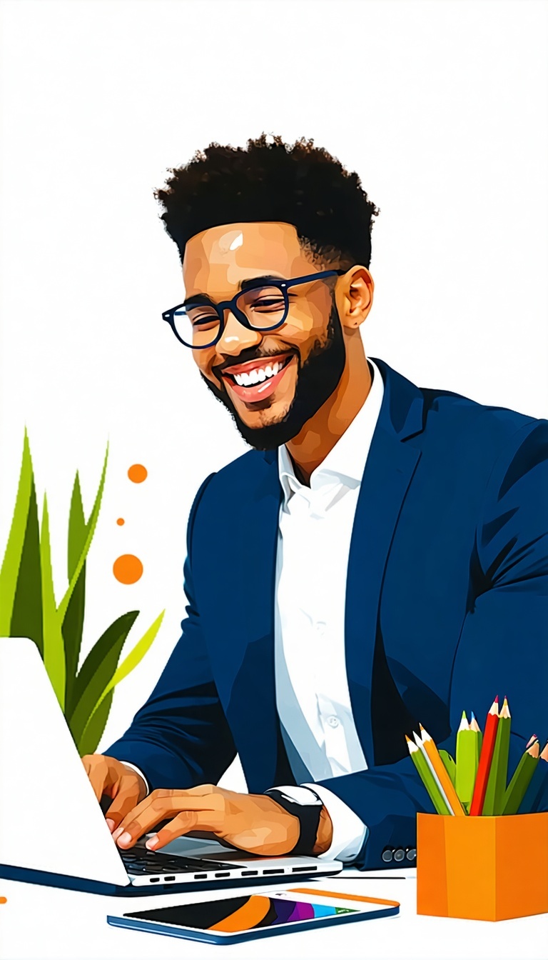 CSAI Flat Illustration Man at Laptop